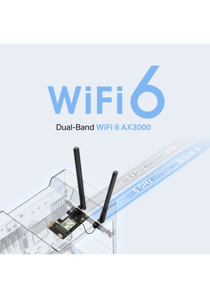 y MA80XE, AX3000 Wi-Fi 6 Bluetooth 5.2 PCIe Adaptör