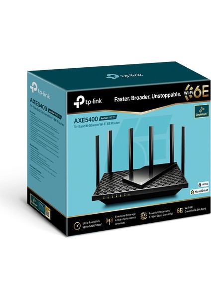 Archer AXE75, AXE5400 Üç Bantlı Gigabit Wi-Fi 6e Router modelleri