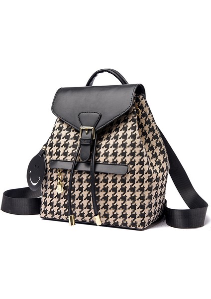 Moda Houndstooth Bayan Sırt Çantası Basit Bayan Sırt Çantası (Yurt Dışından)