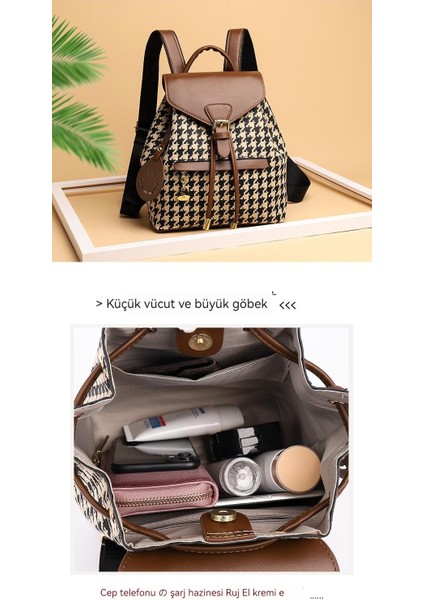 Moda Houndstooth Bayan Sırt Çantası Basit Bayan Sırt Çantası (Yurt Dışından)