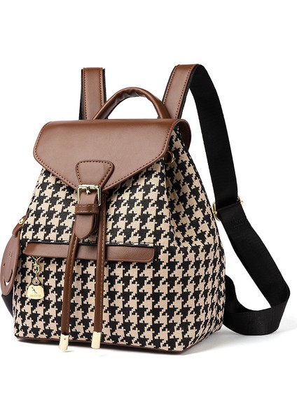 Moda Houndstooth Bayan Sırt Çantası Basit Bayan Sırt Çantası (Yurt Dışından)