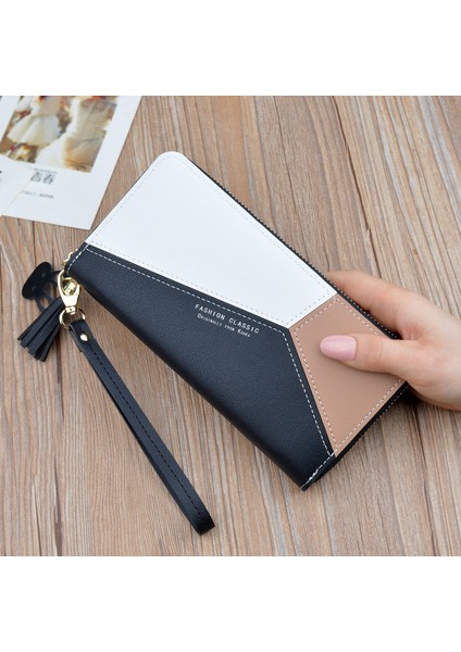 Moda Renk Kontrastı Büyük Kapasiteli Bayan Cüzdanı (Yurt Dışından)