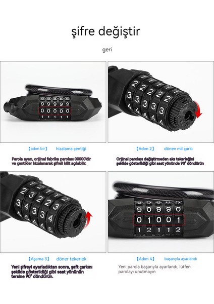 Bisiklet Hırsızlığa Karşı Şifreli Kilit Taşınabilir Kalın ve Uzun Çelik Teleferik Kilidi (Yurt Dışından) modelleri