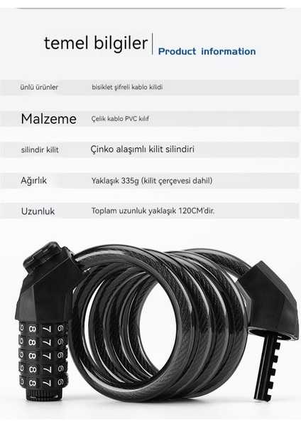 Bisiklet Hırsızlığa Karşı Şifreli Kilit Taşınabilir Kalın ve Uzun Çelik Teleferik Kilidi (Yurt Dışından) indirimleri