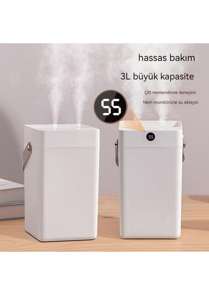 Büyük Kapasiteli 3l Taşınabilir Nemlendirici Çift Meme Büyük Sis Hacmi Ev Ofis Dilsiz USB Dijital Ekran Nemlendirici (Yurt Dışından) fiyatları
