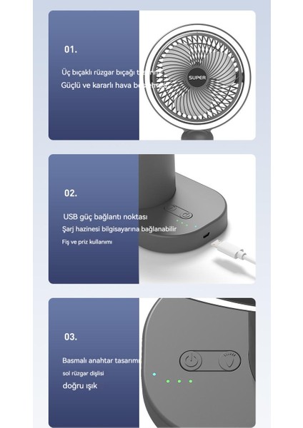 Masaüstü Küçük Fan Mini Taşınabilir Şarj Edilebilir USB Ev Masaüstü Fanı (Yurt Dışından)