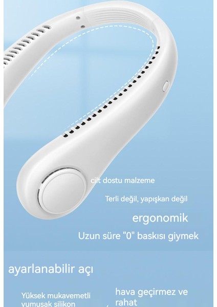 Asılı Boyun Fanı USB Şarj Taşınabilir Küçük Fan Yapraksız Asılı Boyun Fanı (Yurt Dışından)