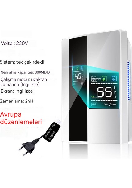 Enjoy Homee 2200ML Büyük Kapasiteli Uzaktan Kumandalı Nem Alma Cihazı - Beyaz (Yurt Dışından)