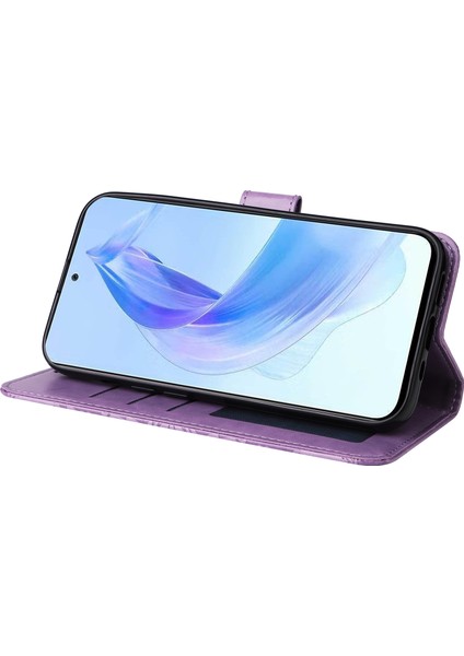 Honor X50I Çizgiye Karşı Çizgi Anti-Cüzdan Kılıf Ayçiçeği Baskılı Telefon Flip Stand Pu Deri Kapak (Yurt Dışından)