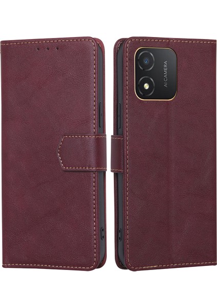 Rfıd Engelleyen Deri Telefon Kılıfı Honor X5 4g, Cowhide Doku Cüzdan Stand Telefon Kapağı (Yurt Dışından)