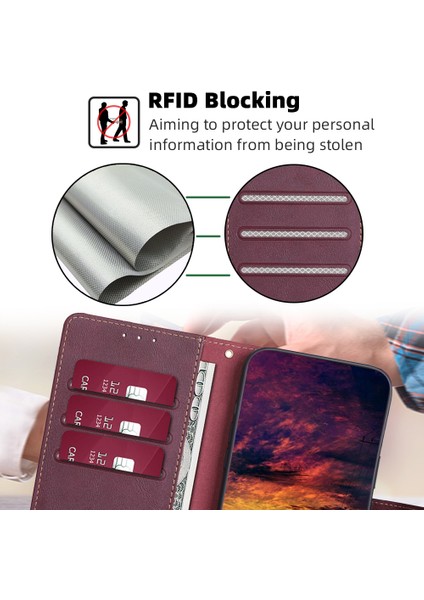 Rfıd Engelleyen Deri Telefon Kılıfı Honor X5 4g, Cowhide Doku Cüzdan Stand Telefon Kapağı (Yurt Dışından)