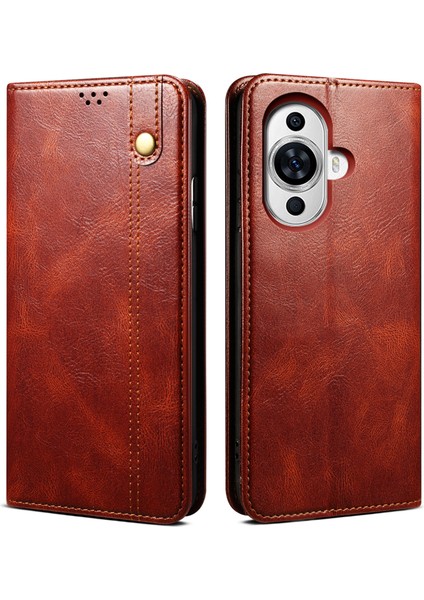 Huawei Nova 11 Pro / Nova 11 Ultra Mumsu Çılgın At Doku Telefon Kapak Standı Cüzdan Pu Deri Cep Telefon Kılıfı (Yurt Dışından)