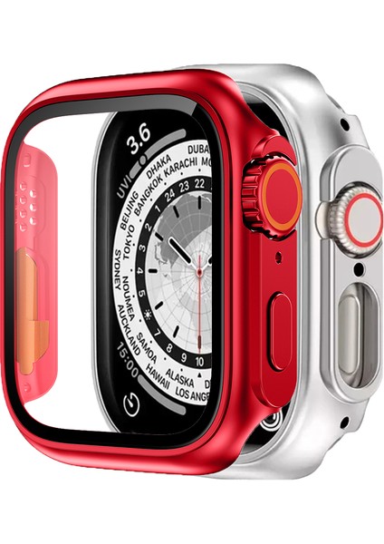 Apple Watch 45MM Ultra Dönüştürücü Kırmızı Kasa ve Ekran Koruyucu