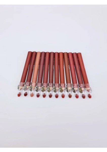 Dudak Kalemi Kalın Set 12'li Kalemtraşlı Matte Color Lipstick Jumbo