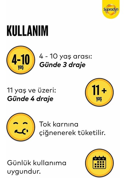 Kids 60 Çiğnenebilir Draje | 9 Vitamin, Iyot ve Çinko Içeren Takviye Edici Gıda fırsatları
