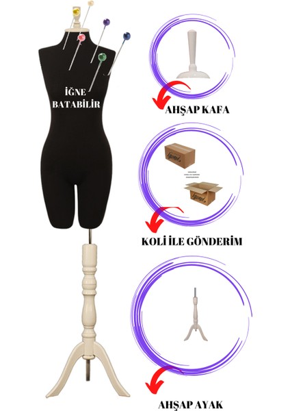 Yüksek Pantalon Giyebilen Bayan 38 Beden Iğne Batabilenterzi Mankeni Prova Mankeni Vitrin Mankeni