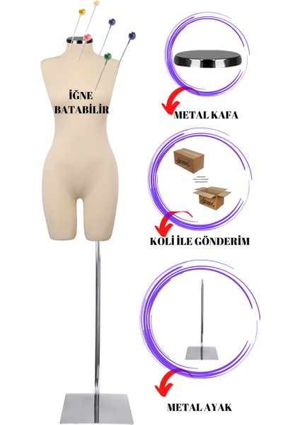 Yüksek Pantalon Giyebilen Bayan 38 Beden Iğne Batabilenterzi Mankeni Prova Mankeni Vitrin Mankeni