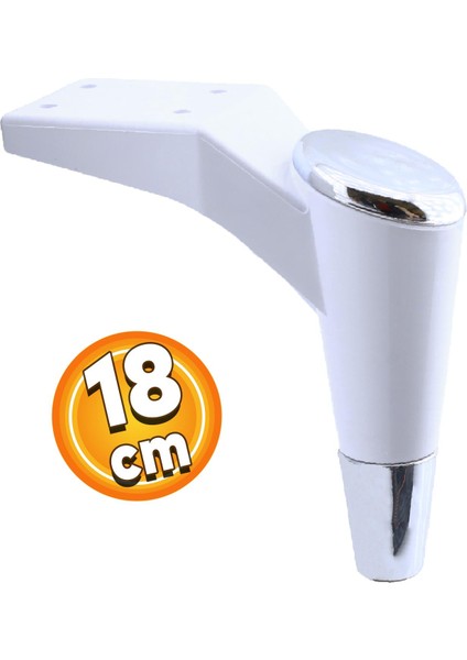 Maya Lüks Mobilya Kanepe Sehpa Tv Ünitesi Koltuk Ayağı 18 Cm Beyaz Krom Baza Ayakları