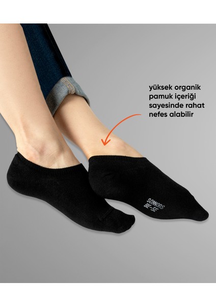 Kadın ve Erkek Görünmez 6lı Çorap No Show Kaymaz Organik Pamuklu Siyah Beyaz Çarık Çorapl modelleri