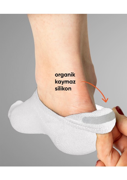 Kadın ve Erkek Görünmez 6lı Çorap No Show Kaymaz Organik Pamuklu Siyah Beyaz Çarık Çorapl modelleri