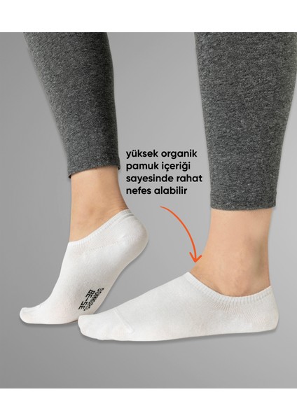 Kadın ve Erkek Görünmez 6lı Çorap No Show Kaymaz Organik Pamuklu Siyah Beyaz Çarık Çorapl fırsatları