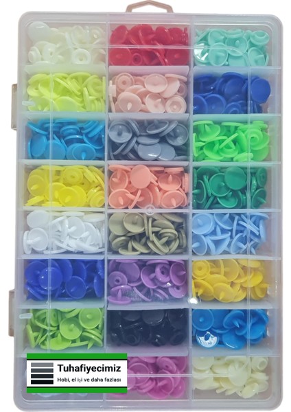 Karışık Renkli T5 Plastik Çıtçıt (360 Adet) (12MM Plastik Çıtçıt) [kalıpsızdır]