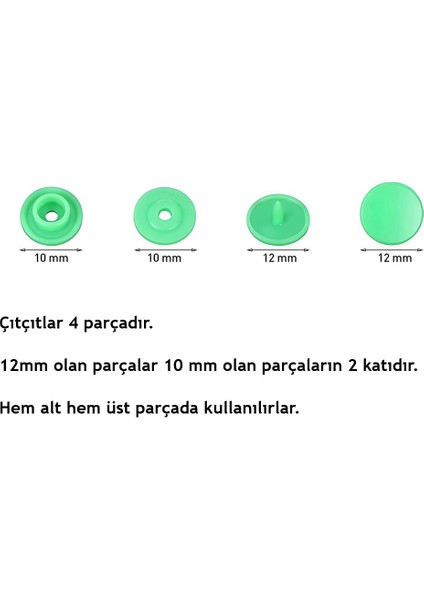 Karışık Renkli T5 Plastik Çıtçıt (360 Adet) (12MM Plastik Çıtçıt) [kalıpsızdır]