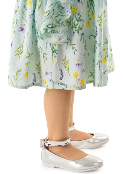 Cırtlı Kız Çocuk Fiyonklu Babet Ayakkabı Ege 205 Vakko Bilekten Bağlamalı