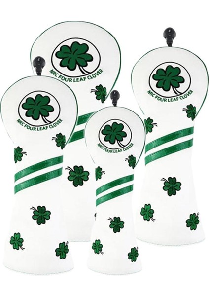 4 Lot Golf Kapağı Pu-Lather Hybrid Headcover Protector 4 Adet Beyaz (Yurt Dışından)