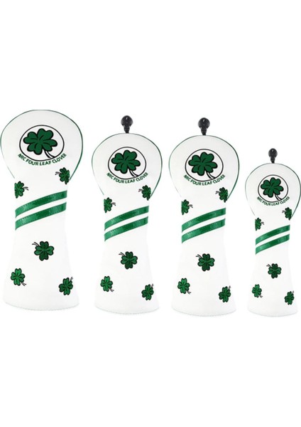 4 Lot Golf Kapağı Pu-Lather Hybrid Headcover Protector 4 Adet Beyaz (Yurt Dışından)