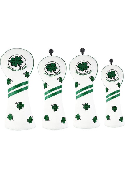 4 Lot Golf Kapağı Pu-Lather Hybrid Headcover Protector 4 Adet Beyaz (Yurt Dışından)