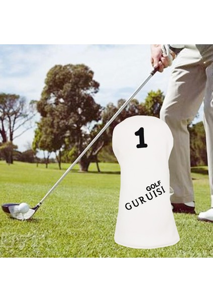 Dayanıklı Pu Golf Kapağı Fairway Hibrid Headcover Unisex Astar Kılıf Beyaz 1 37X15CM (Yurt Dışından)