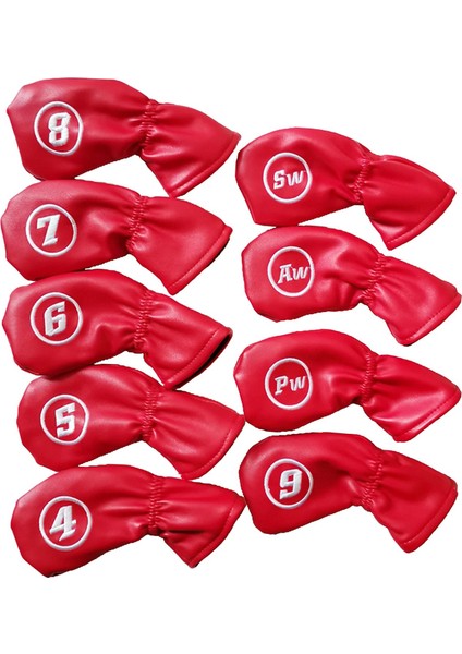9 Adet/set Su Geçirmez Golf Kulübü Demir Kapağı Koruyucu Headcover Evrensel Kırmızı (Yurt Dışından)