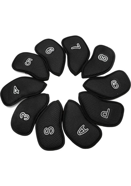 10 Adet/pack Featy Golf Demir Kapakları Set Golf Demir Kafa Kapakları Set Koruyucu Siyah (Yurt Dışından)