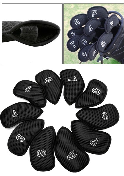 10 Adet/pack Featy Golf Demir Kapakları Set Golf Demir Kafa Kapakları Set Koruyucu Siyah (Yurt Dışından) fırsatları