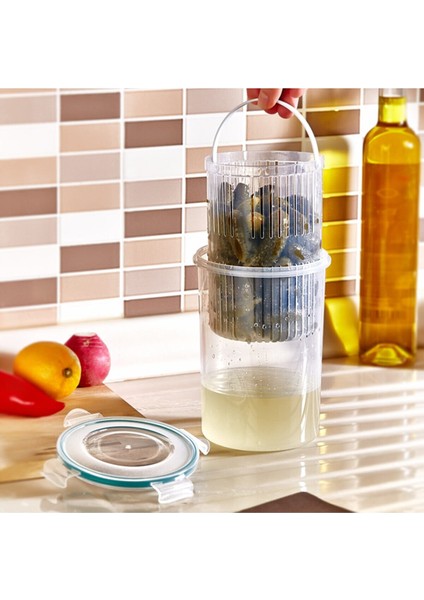 2'li Set Süzgeçli Zeytinlik - Zeytin Turşu Saklama Kabı 1,5 Lt