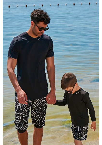 Siyah Erkek Yüzme Tişört T2341