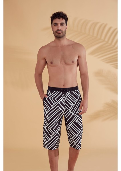 Siyah Desenli Erkek Şort S2359 modelleri