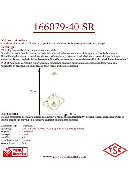 166079-40 LED Gold Avize modelleri