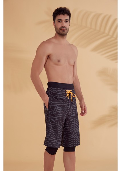 Siyah Desenli Erkek Şort S2355