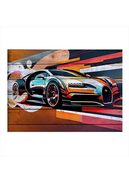 Ahşap Tablo Bugatti Chiron Super Sport 300 Araba  32CM x 44CM