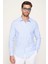 Slim Fit Pamuklu Keten Düz Yazlık Erkek Mavi Gömlek 2