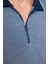 Erkek Slim Fit Fermuarlı Polo Yaka Pike Pamuklu Lacivert Tişört 4