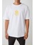 Unisex Smile Baskılı Beyaz Oversize T-Shirt 3