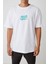 Unisex Never Quit Baskılı Beyaz Oversize T-Shirt 2