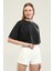 Owut Collection Antrasit Baskı Detaylı Crop T-Shirt 2