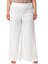 Büyük Beden Geniş Paça Beli Arkadan Lastikli Saten Beyaz Pantolon 1