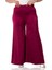 Büyük Beden Geniş Paça Beli Arkadan Lastikli Saten Bordo Pantolon 1