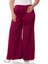 Büyük Beden Geniş Paça Beli Arkadan Lastikli Saten Bordo Pantolon 5