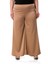 Büyük Beden Geniş Paça Beli Arkadan Lastikli Saten Vizon Pantolon 1